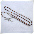 Rose Zinc Alloy Beads with Jesus Cross with Rosary Fashion Chain Beads Necklace Rosaries Design (IO-cr366)